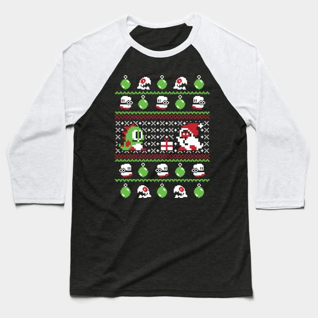 Ugly Christmas Sweater - Bubble Bobble Baseball T-Shirt by RetroReview